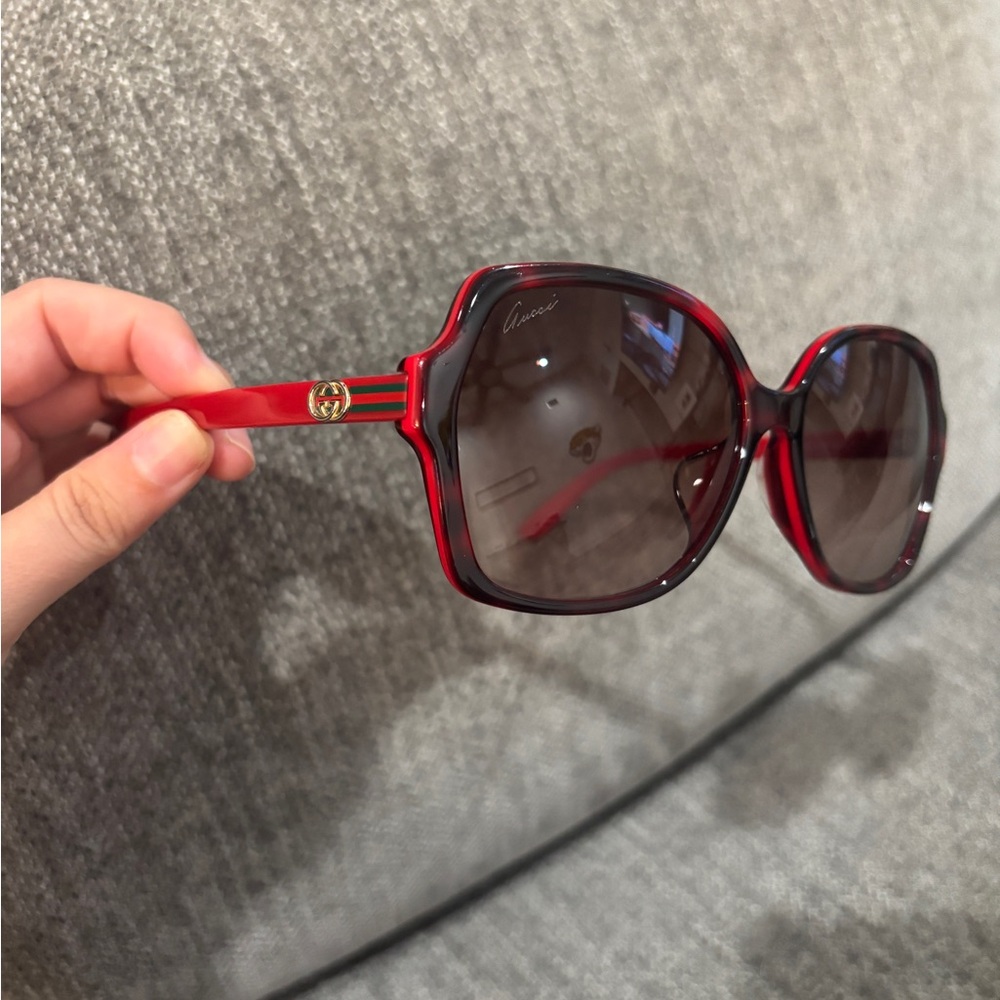 Gucci Red Tortoise Sherry Line Sunglasses